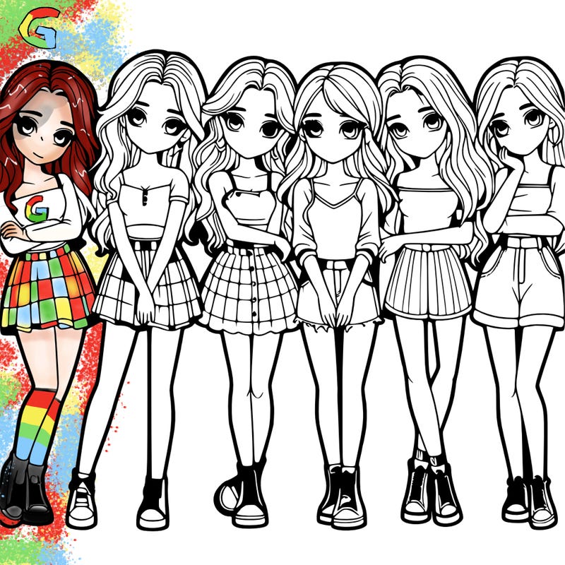 a group of girls realistic