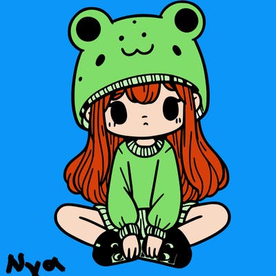 a girl wearing a frog hat and some frog socks