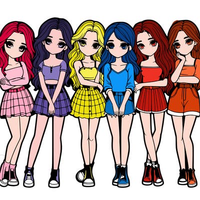 a group of girls realistic