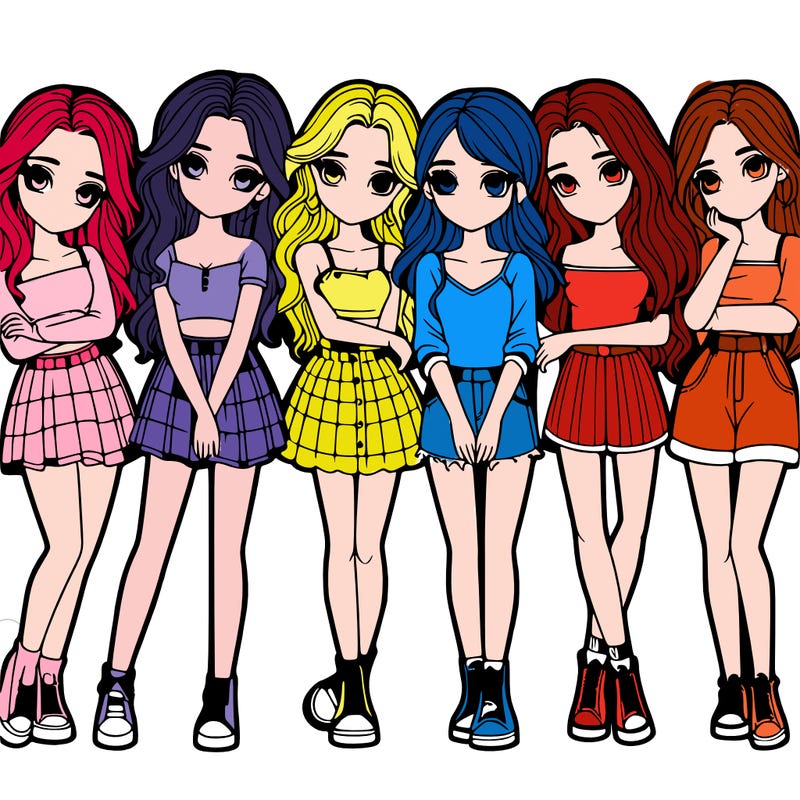 a group of girls realistic