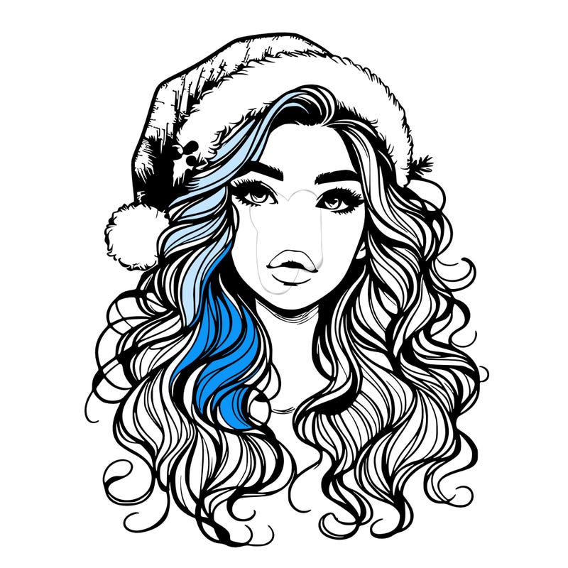 realistic christmas girl with wavy hair and lips