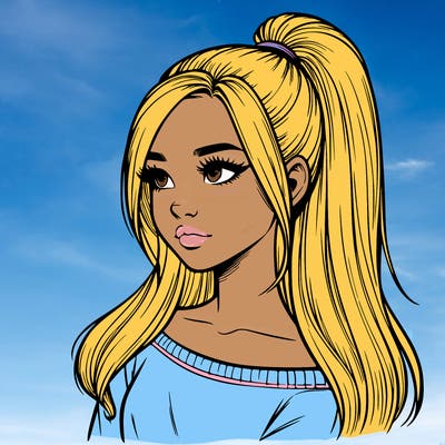 realistic girl with a high ponytail