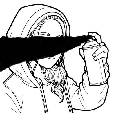 a realistic girl, spray painting