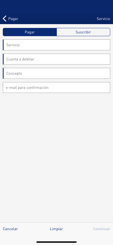 Credecoop en Línea - Formulario para pagar servicios en la aplicación móvil Credecoop en Línea