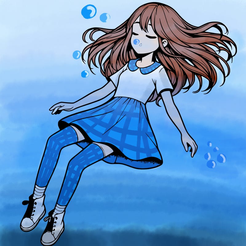 realistic girl floating