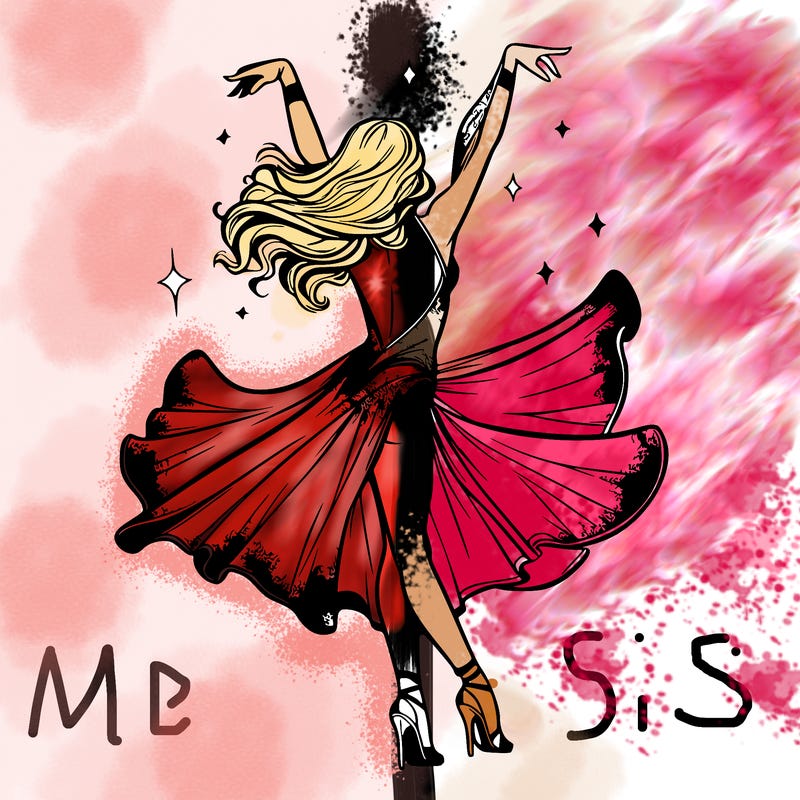 dancer dancing with a shimmery costume on realistic