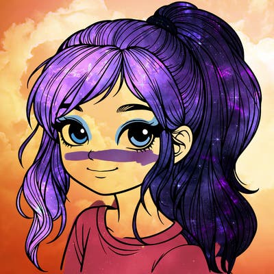 realistic girl with ponytail