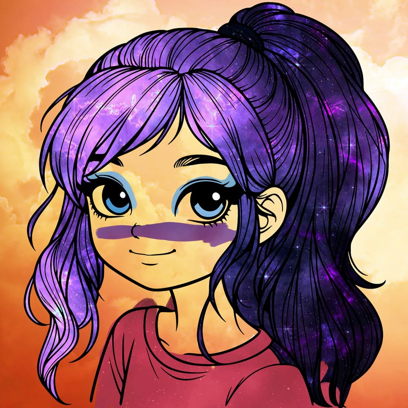 realistic girl with ponytail