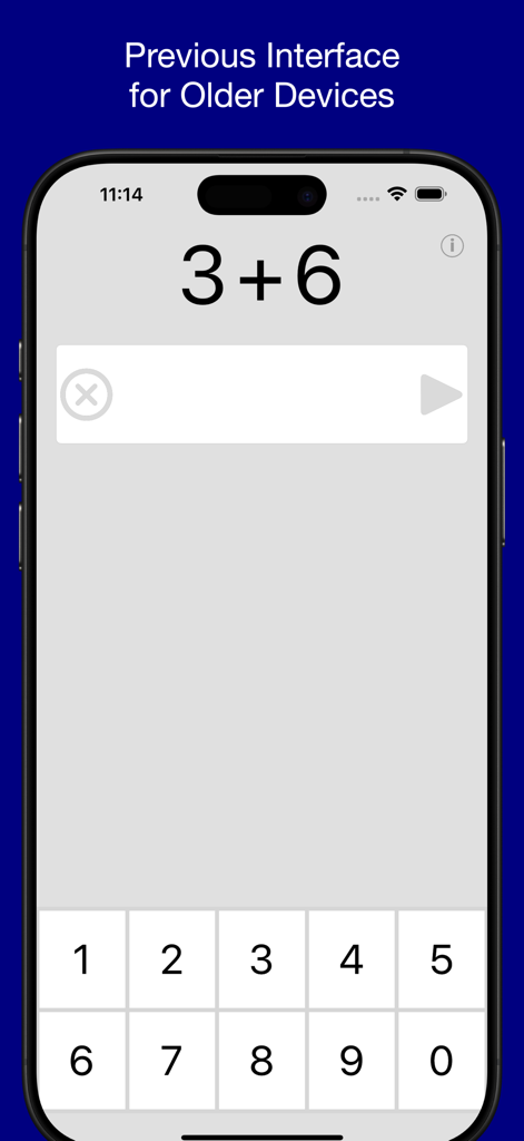 Üben - Addition - User interface of the addition practice app featuring a simple math problem and number pad.