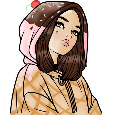 a realistic girl in a hoodie