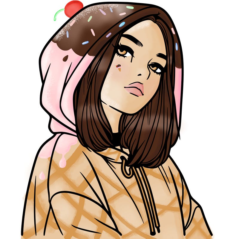 a realistic girl in a hoodie