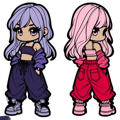 girl in crop top and baggy pants