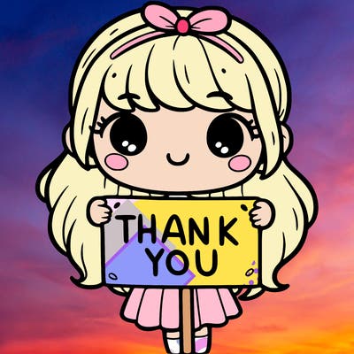 girl holding a thank you sign