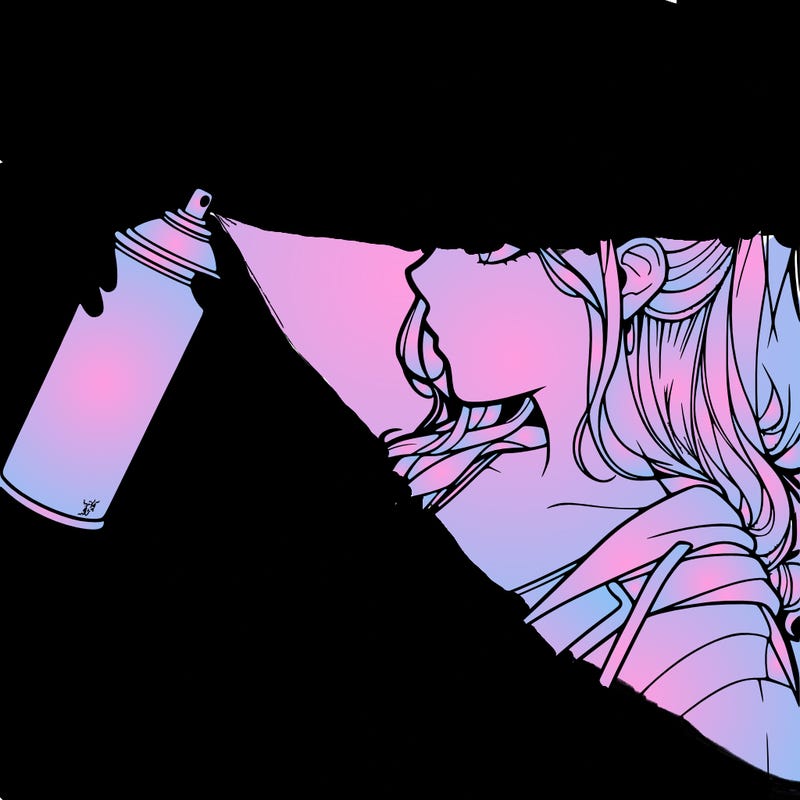 a realistic girl spray, painting