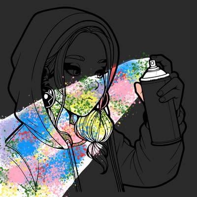 a realistic girl, spray painting