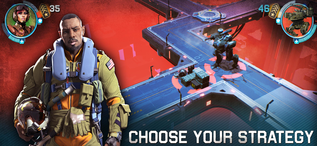 War Planet Online: MMO Battle - A military commander standing in front of a tactical battlefield with the text Choose Your Strategy