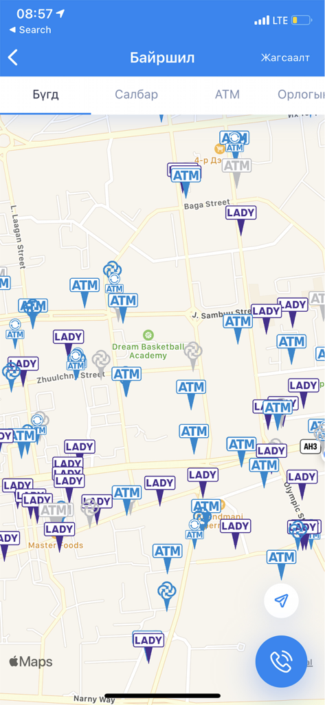 TDB Online - TDB Online app map showing ATM and Lady loyalty merchant locations