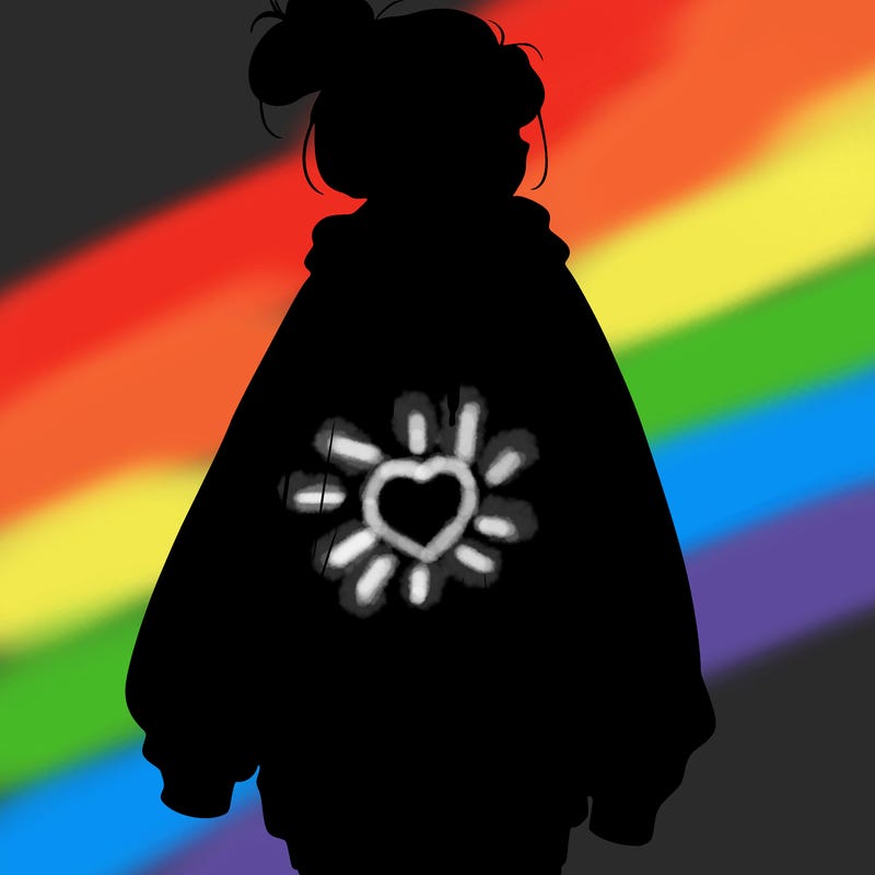 realistic girl with a oversized sweatshirt on and a bun