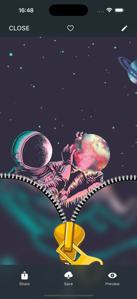 Zipper Lock Dope Wallpaper HD+ - A dope zipper lock screen wallpaper featuring an astronaut holding a planet in a starry space setting.