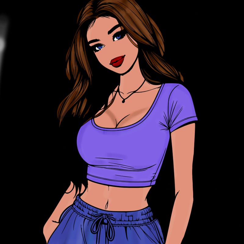 beautiful girl cropped tshirt and sweatpants realistic