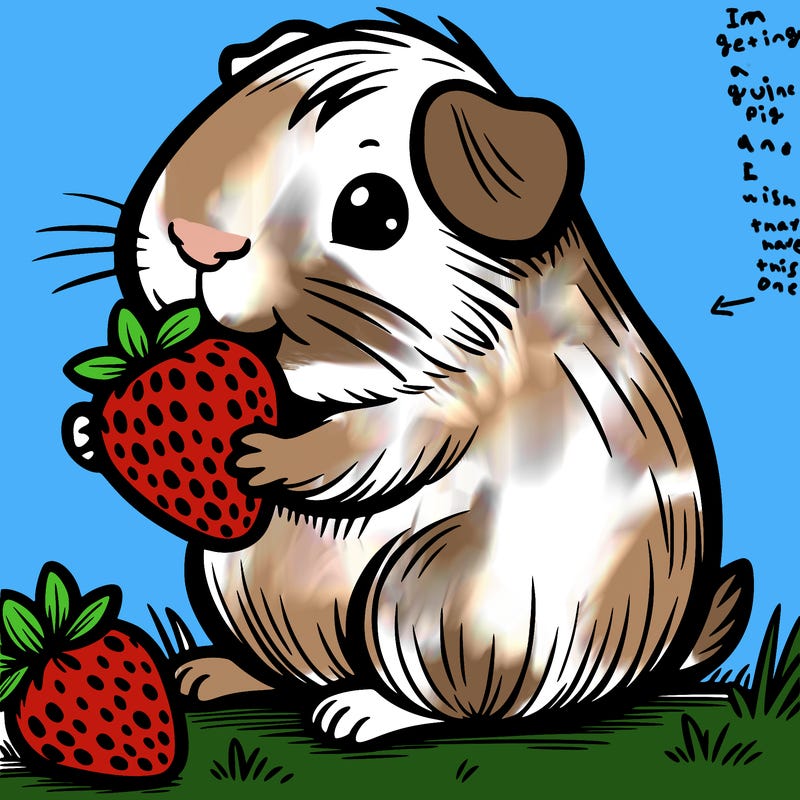 guinea pig eating a strawberry