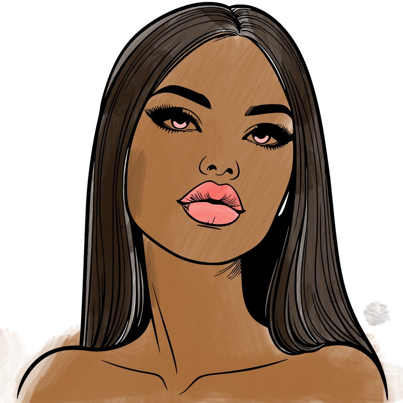 realistic woman with full lips