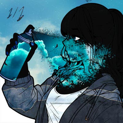 a realistic girl spray, painting