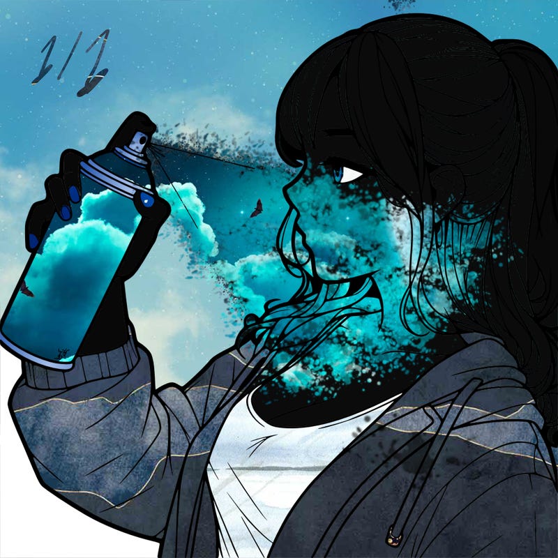 a realistic girl spray, painting