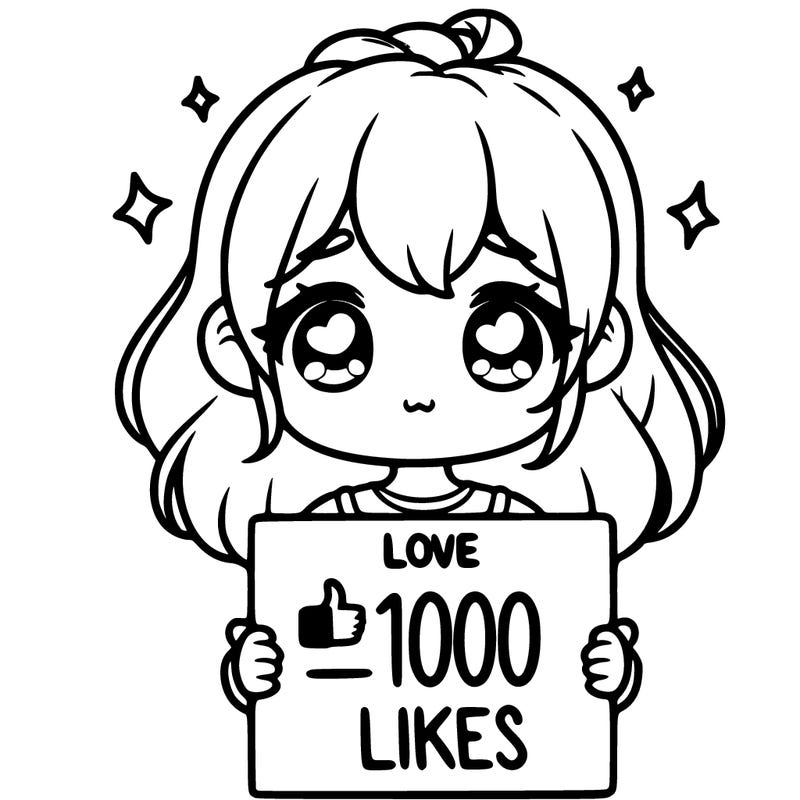cute girl with sign asking for 100 likes
