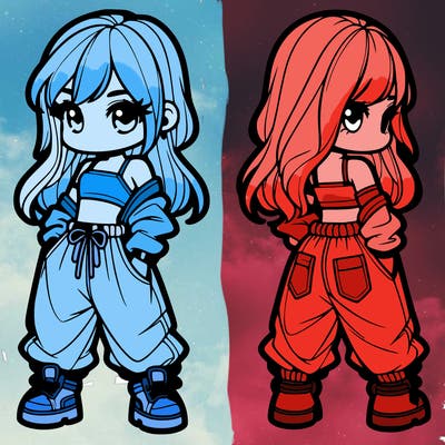 girl in crop top and baggy pants