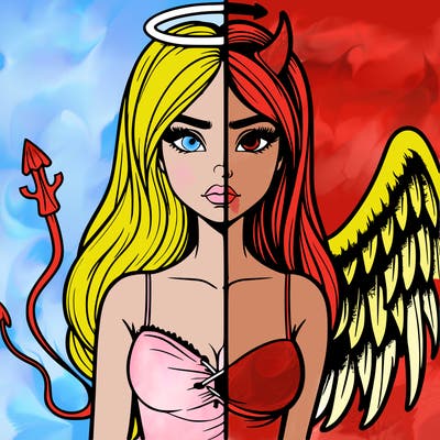 devil vs angel realistic girl