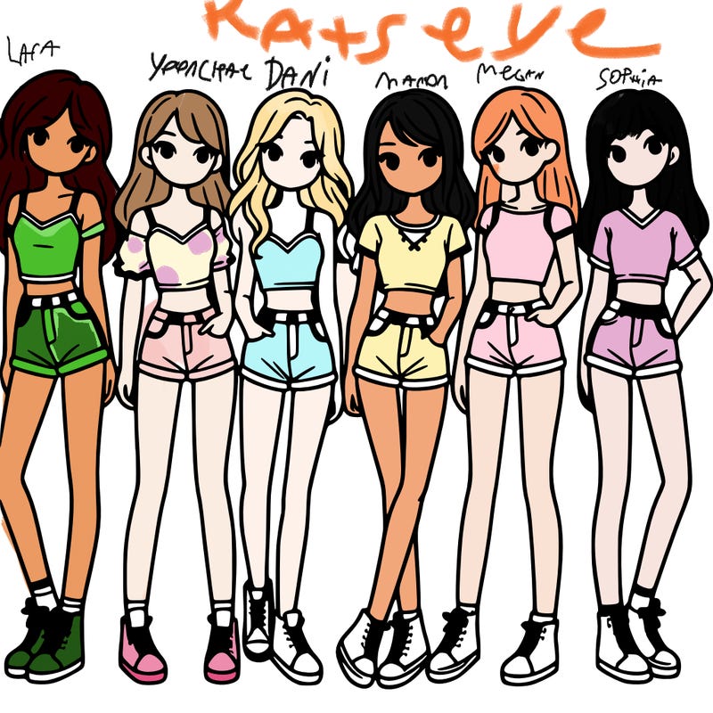a group of girls wearing crop tops and shorts