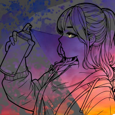 a realistic girl spray, painting