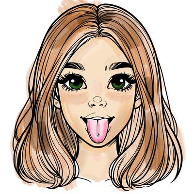 realistic girl with her tongue out
