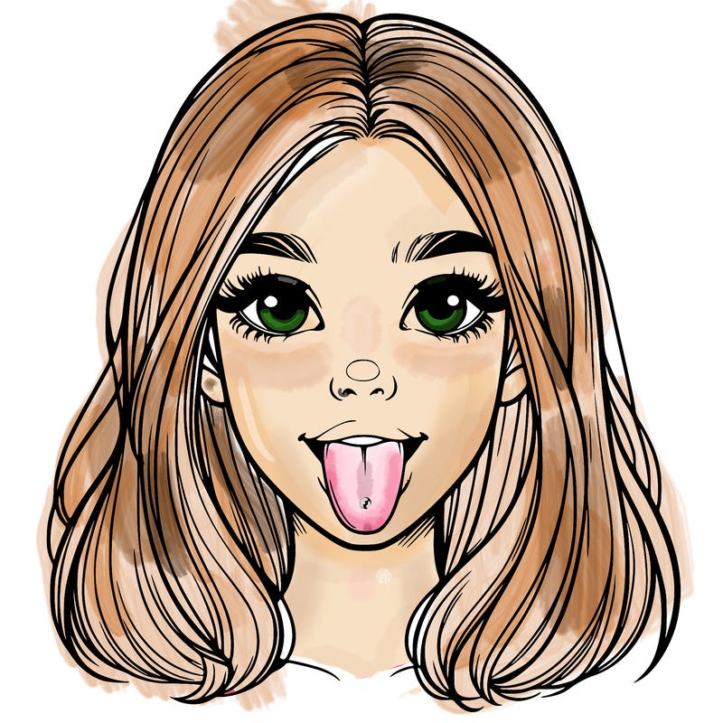 realistic girl with her tongue out