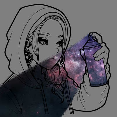 a realistic girl, spray painting