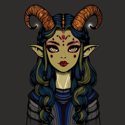 realistic alien girl with horns