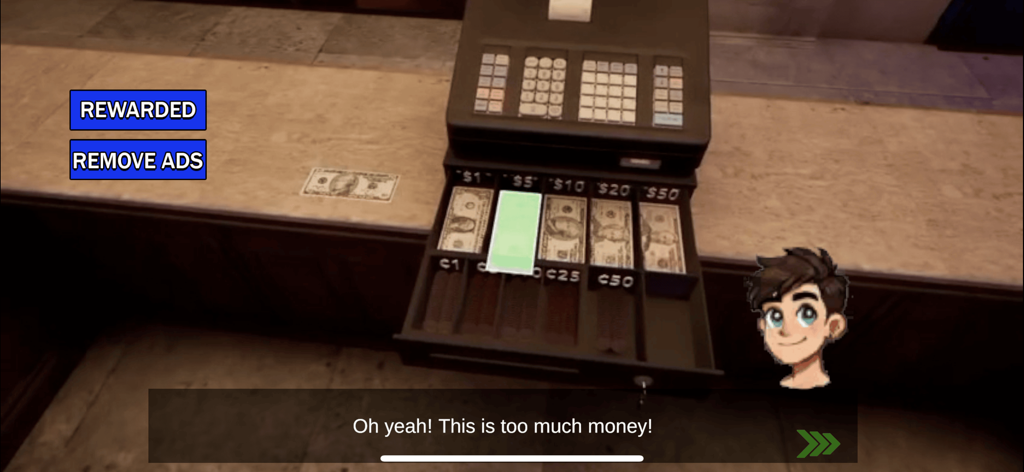 Night Club Simulator 3d Game - ナイトクラブシミュレーター3Dゲームで、ドル札でいっぱいのレジスター。