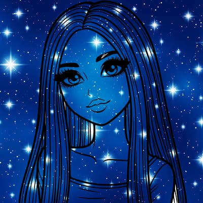 realistic girl with straight and long hair