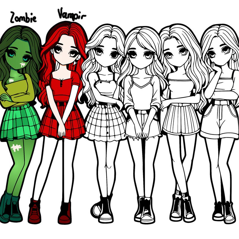 a group of girls realistic