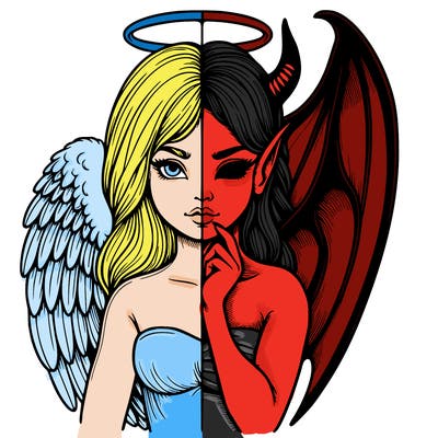 realistic angel half demon