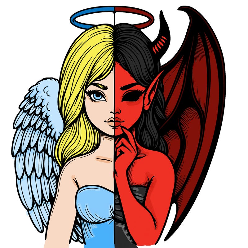 realistic angel half demon