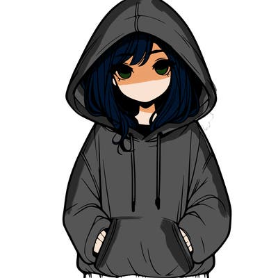 realistic girl with oversized hoodie