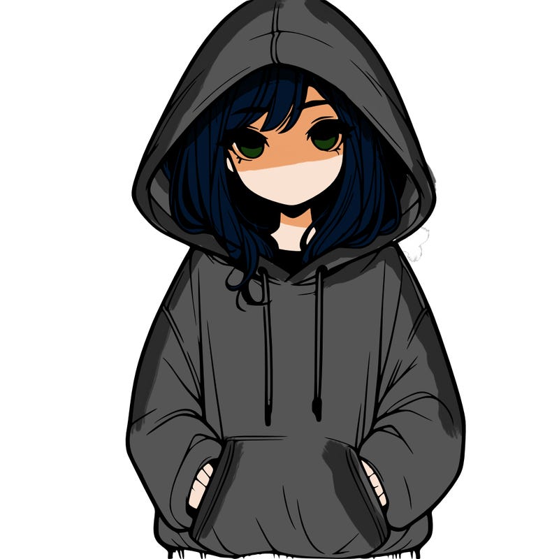 realistic girl with oversized hoodie