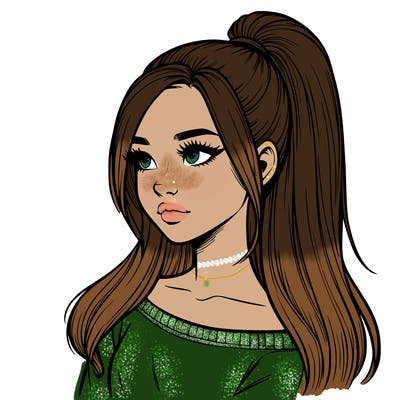 realistic girl with a high ponytail