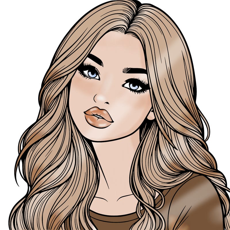 realistic girl with hair on her hair and lips