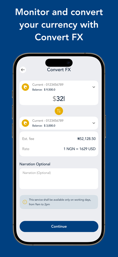 Jaiz Mobile Plus - Jaiz Mobile Plus app interface showing the Convert FX feature for currency conversion between USD and NGN.