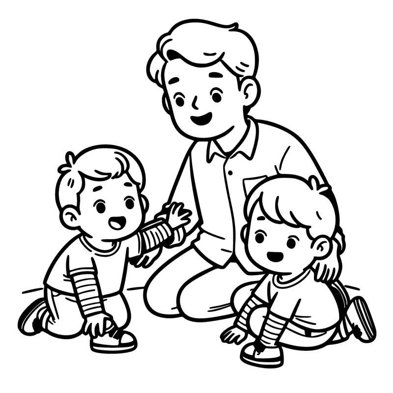 a father playing with his children