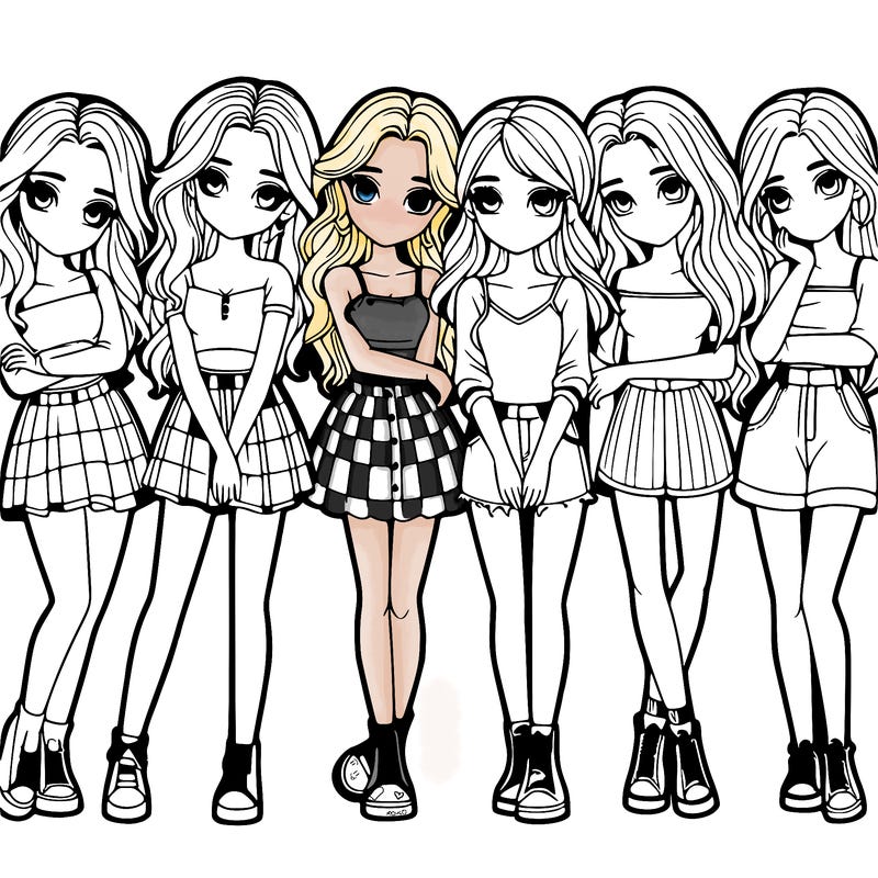 a group of girls realistic