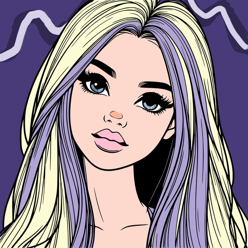 realistic teen girl with long hair and lips